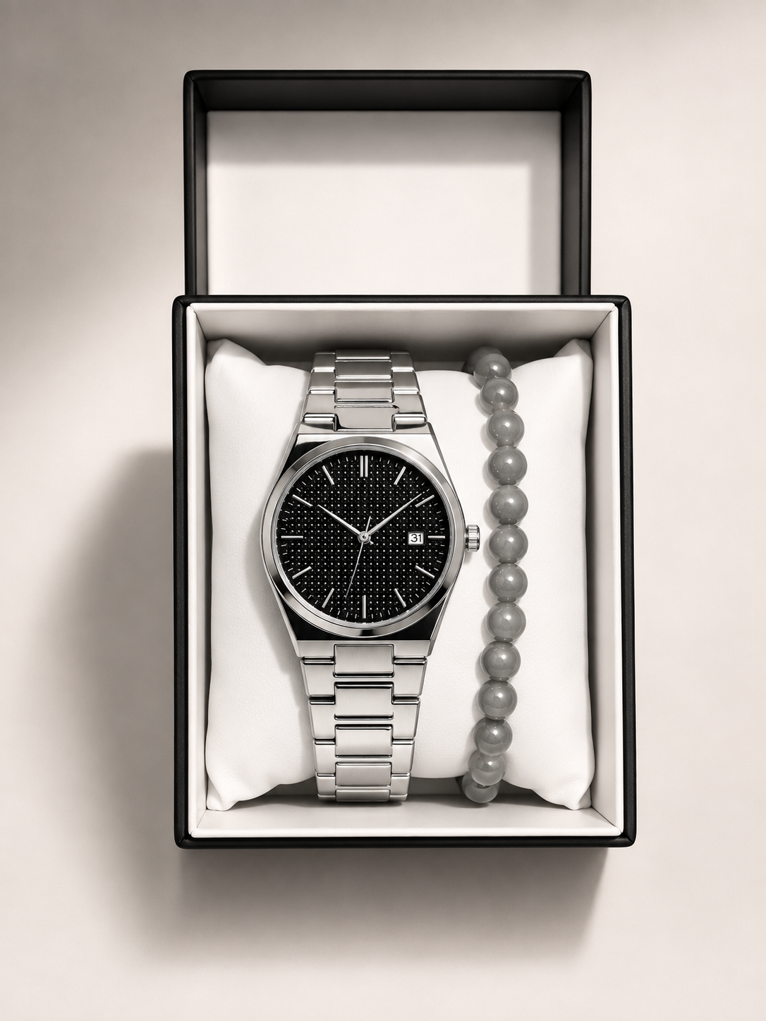 GMS Watches Carbon Black Erkek Saat & Bileklik Seti