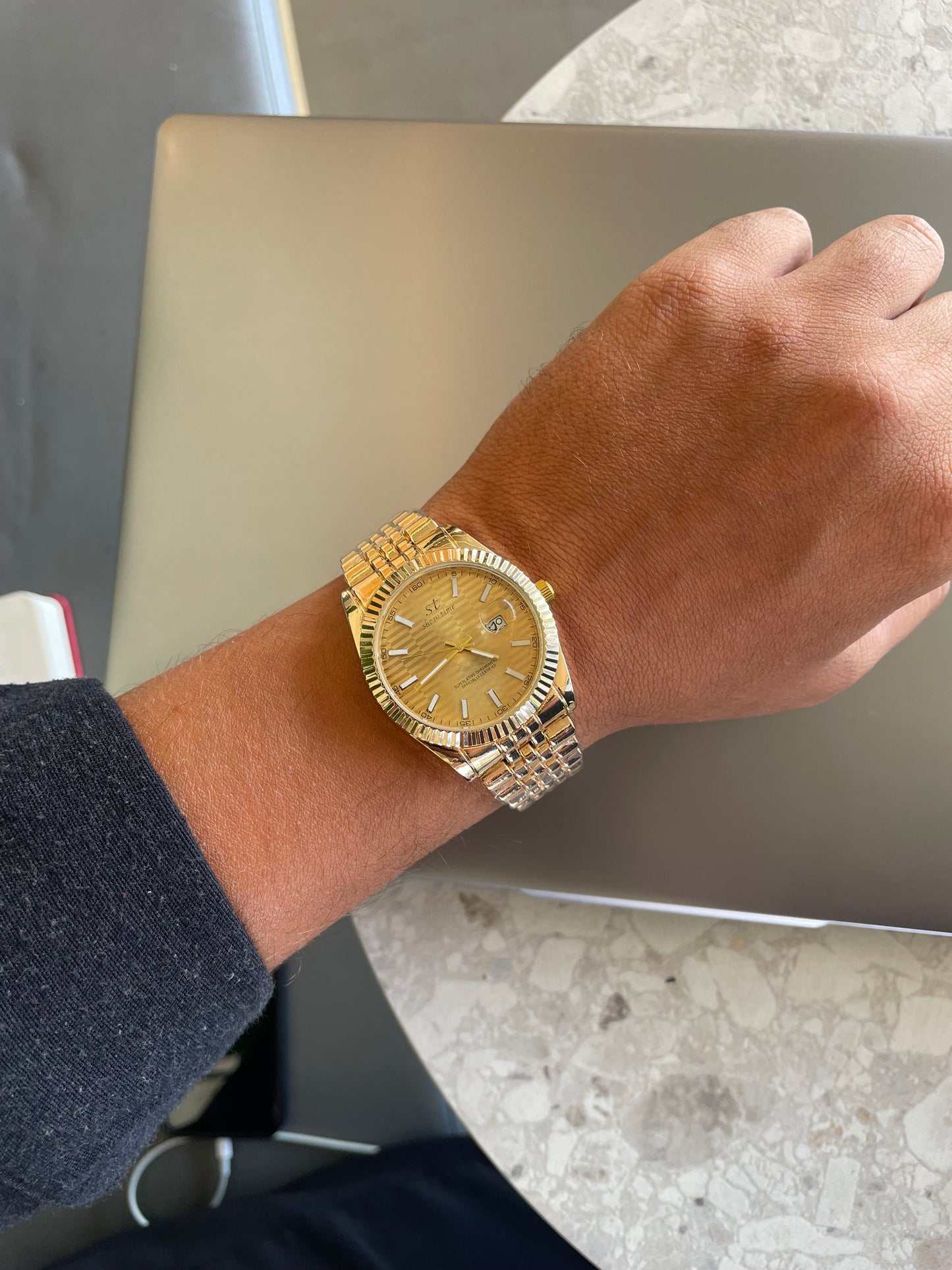 GMS Watches Gold Prestige | Çelik Kordon Lüks Erkek Kol Saati & Bileklik Seti