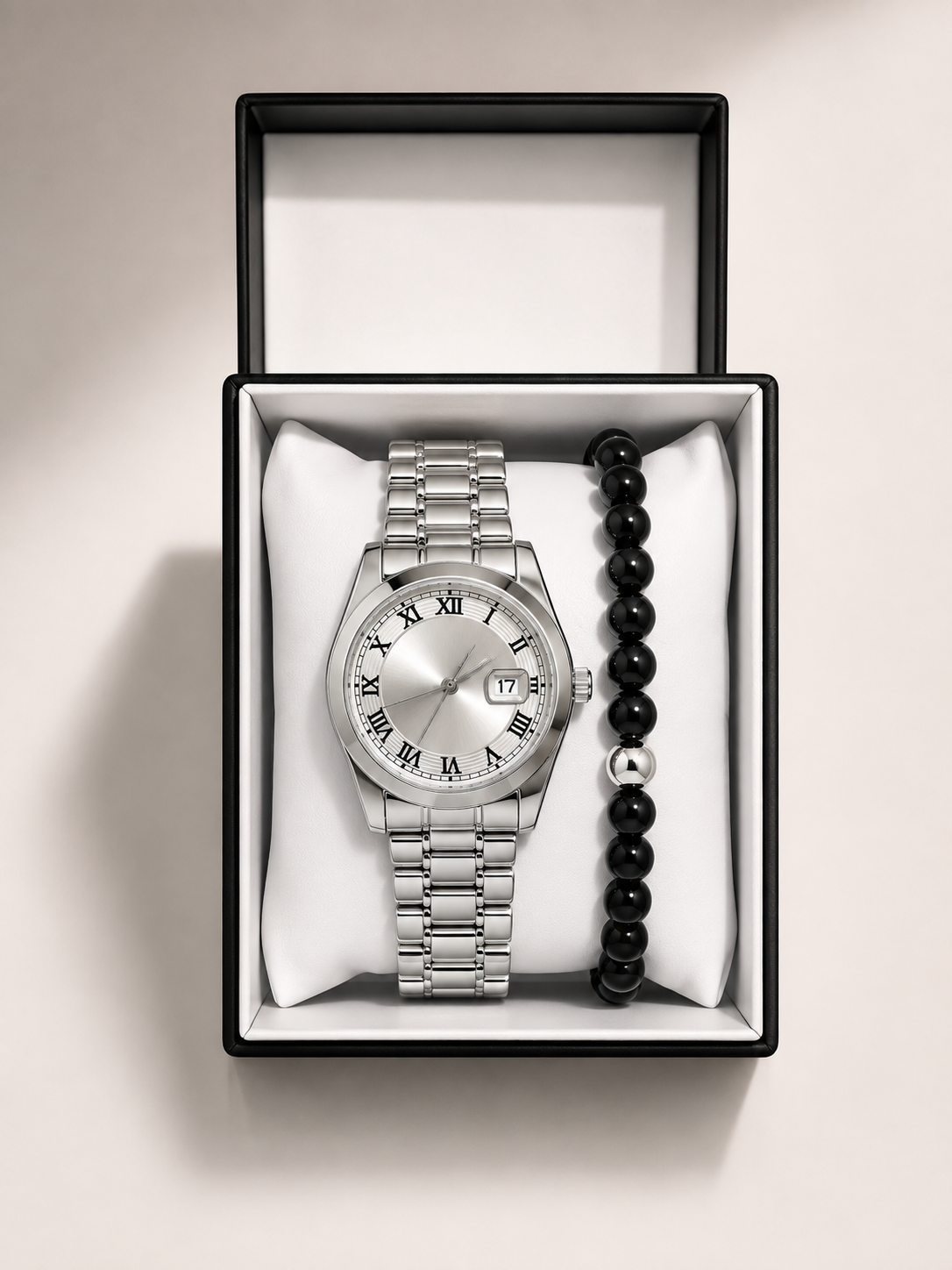 GMS Watches Classic Roman Erkek Saat & Bileklik Seti