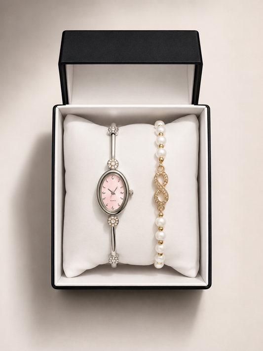 GMS Watches Pearl Infinity Kadın Saat & Bileklik Seti