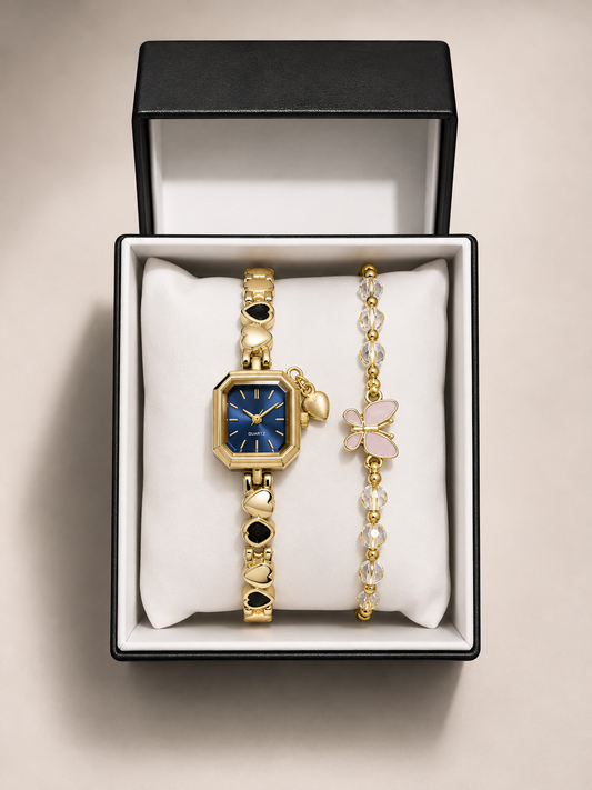 GMS Watches Blue Charm Kadın Saat & Bileklik Seti