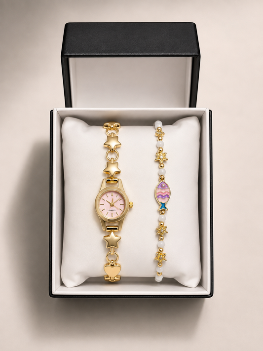 GMS Watches Sweet Star Kadın Saat & Bileklik Seti